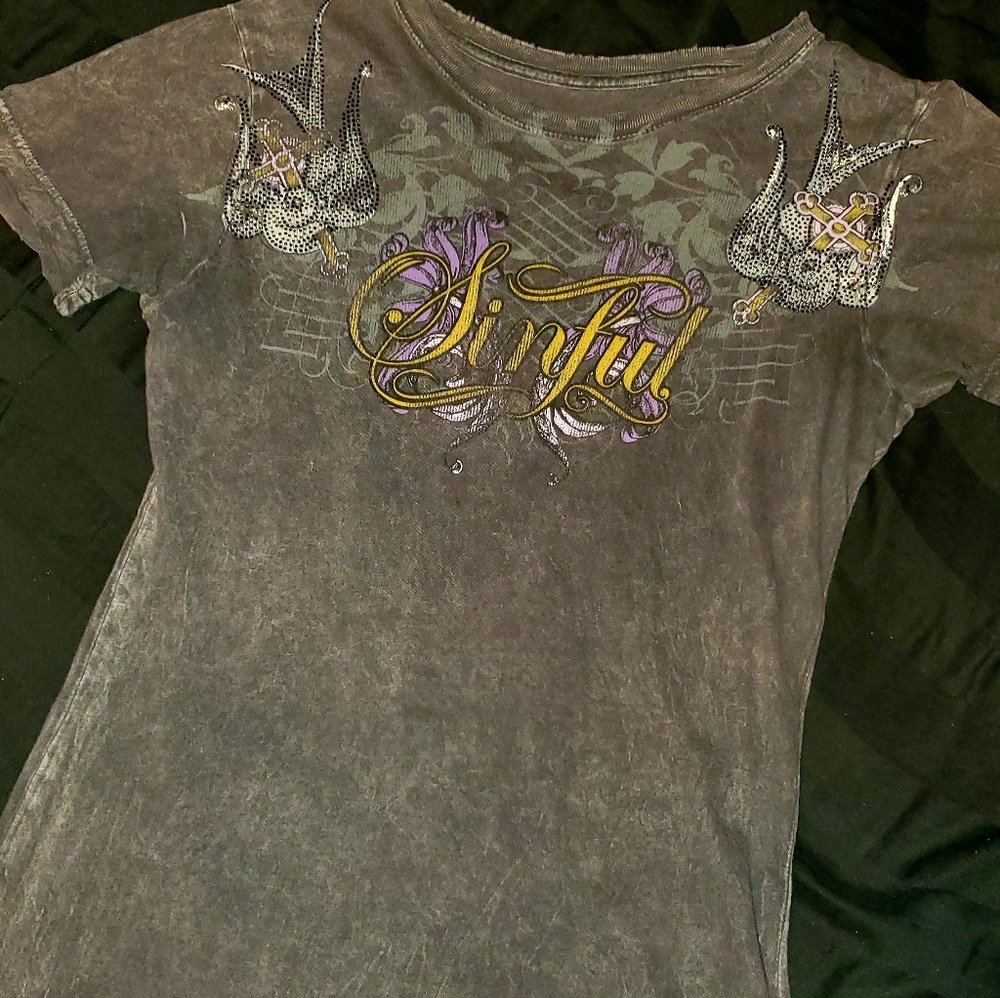 Rhinestoned sinful tee